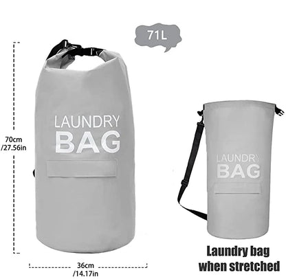 71L Laundry Backpack Hamper — Large Oxford Laundry Bag with Adjustable Shoulder Straps & Pocket