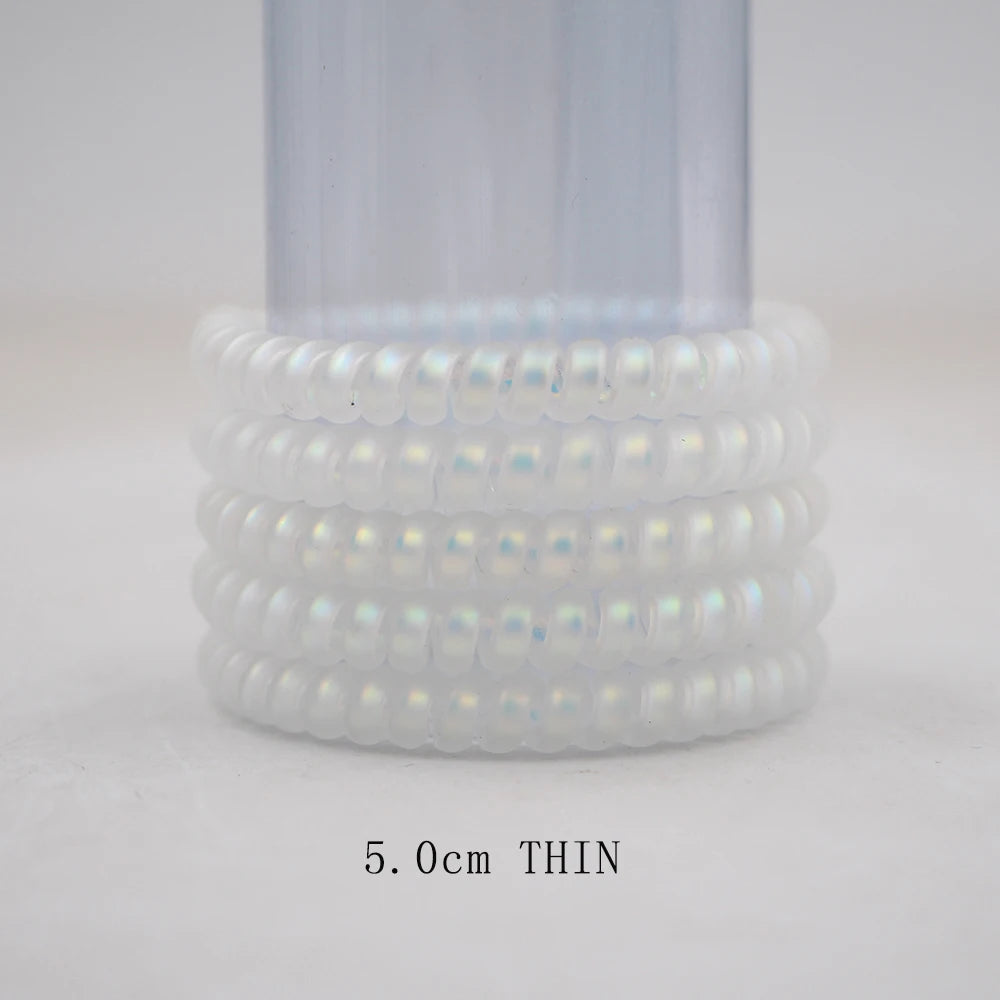 5Pcs Matte Spiral Hair Bands - Fashion Telephone Wire Elastic Hair Ties Stretchable Cord Rubber Bands for Women & Girls