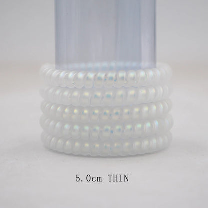 5Pcs Matte Spiral Hair Bands - Fashion Telephone Wire Elastic Hair Ties Stretchable Cord Rubber Bands for Women & Girls