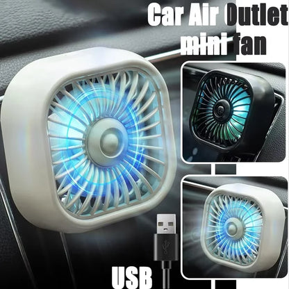 Mini Car USB Air Conditioner Fan - Three-Speed Adjustable Cooling Fan with Colorful LED Lights and Air Vent Mount