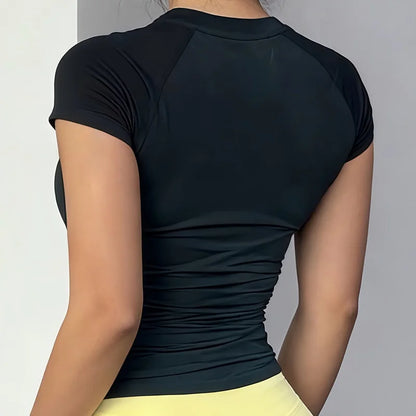 HISTELLO Women’s Sports T-Shirt - Short Sleeve Gym Yoga Workout Top for Running & Fitness Activewear