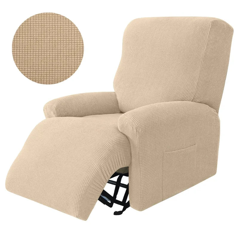 4pcs Recliner Sofa Cover Set - Stretch Spandex Couch Slipcovers with Non-Slip Fit for Armchair & Lazy Chair