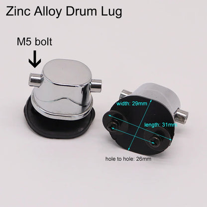 High-Quality Silver Double-Side Snare & Tom Drum Lugs – Includes Screws and Washers