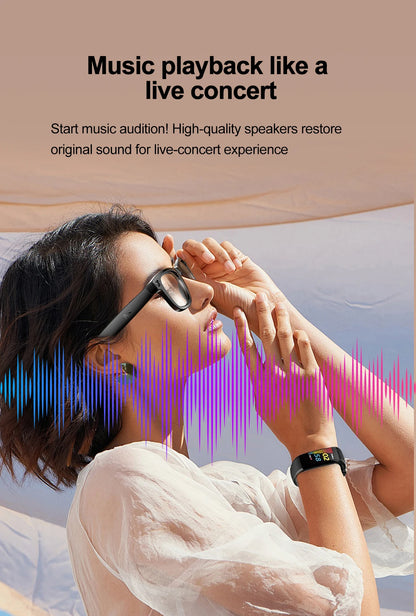 Smart Bluetooth Glasses for Men & Women — AI Translator 140 Languages, Anti-Blue Light, Camera & Speaker for Travel and Meetings