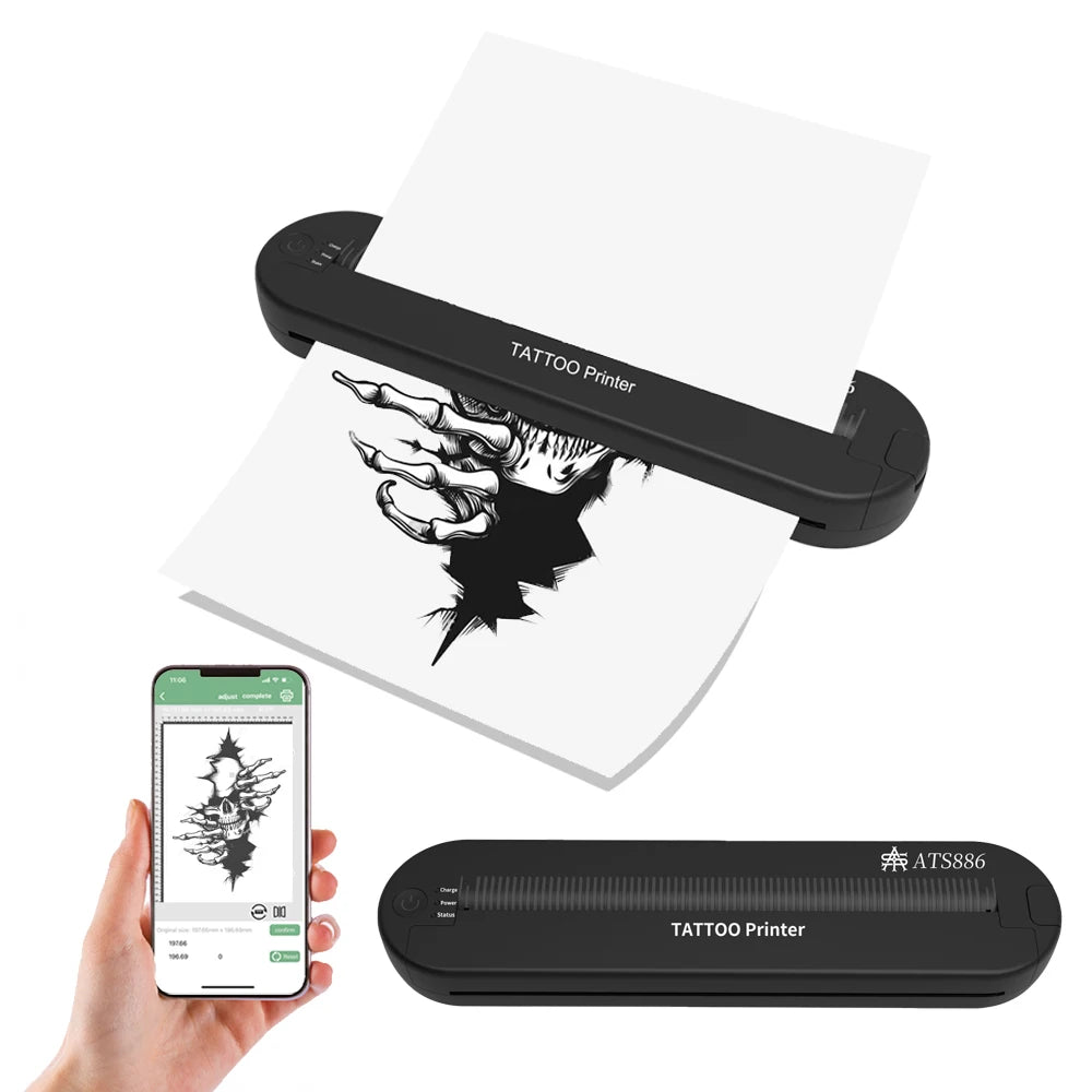 ATS886 A4 Wireless Tattoo Thermocopier – Bluetooth Thermal Printer for Mobile & PC Tattoo Transfer
