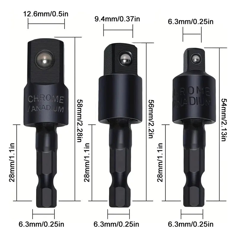 360° Electric Drill Air Screwdriver Sleeve Adapter - Universal Hexagonal Handle to Square Head Rotary Connect Rod Tool