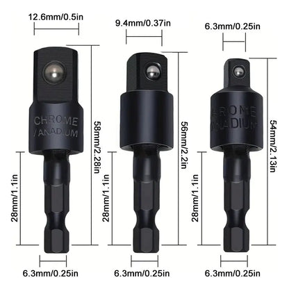 360° Electric Drill Air Screwdriver Sleeve Adapter - Universal Hexagonal Handle to Square Head Rotary Connect Rod Tool