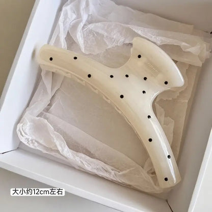Large Acrylic Dragon Bone Hair Clip - French-Style Polka Dot Shark Hair Claw for Women