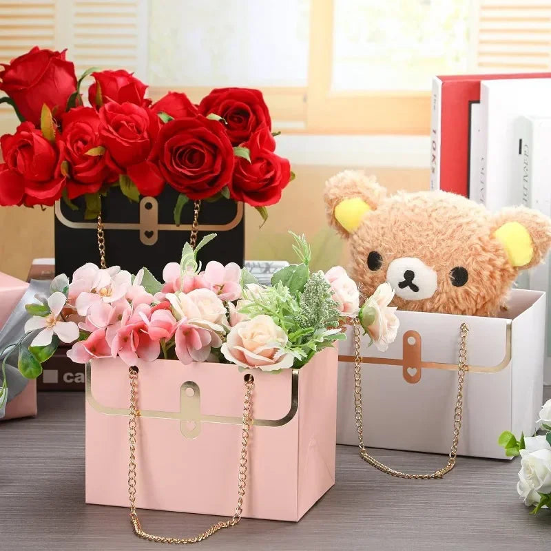 Flower Box Rose Packaging – Portable Gift Box for Valentine’s Day, Birthday, Party, Candy & Cake Wrapping