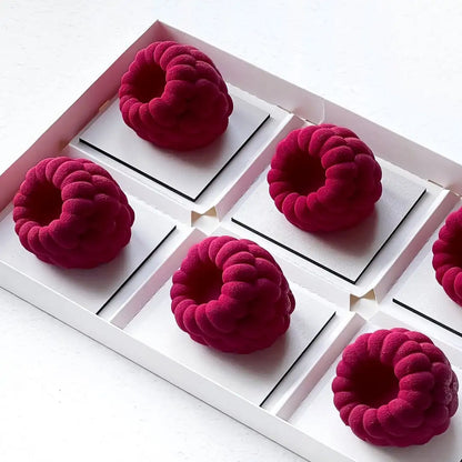 6-Cell Raspberry Silicone Mousse Cake Mold — Food-Grade Baking Tool for Party Desserts and Kitchen Supplies