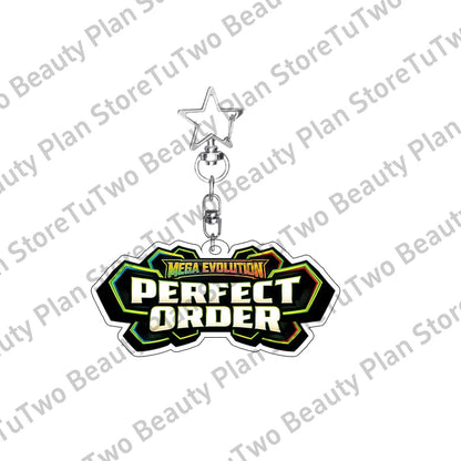 Anime PTCG Mega Evolution Acrylic Keychain – Pocket Monster Logo Cartoon Bag Pendant Keyring Collectible Gift Toy Series