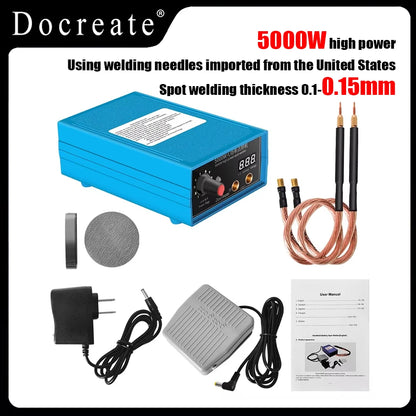 5000W Handheld Spot Welder – Portable 0-800A Adjustable Welding Machine for 18650 Batteries