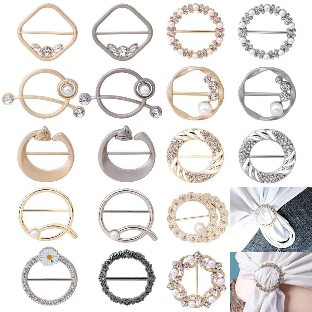 Scarf Buckle & Ring – Shawl, T-Shirt, Waist Clip Brooch, Silk Clasp Fashion Jewelry Accessory