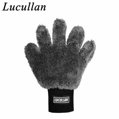 Lucullan Double-Sided Microfiber 5-Finger Mitt – Super Soft, Scratch-Free, Flexible Cleaning Glove