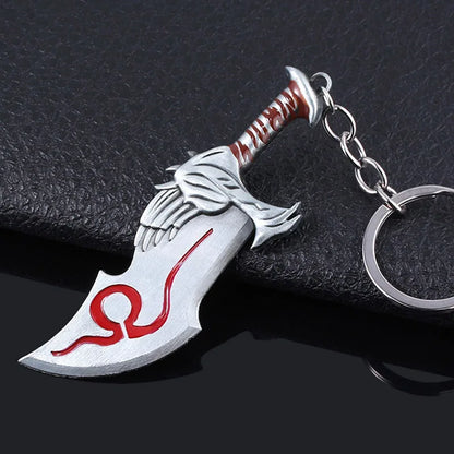 God of War Ragnarok Keychain - Thor Mjolnir Hammer, Leviathan Axe & Blades of Chaos Game Key Ring