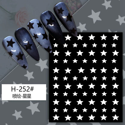Hollow Nail Art Stickers – Spray-Painted Love & Butterfly French Pattern Decorative Decals for Nails