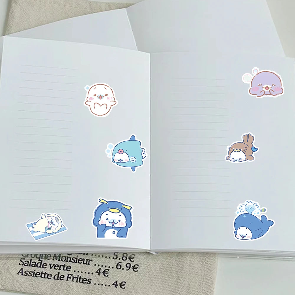 Sea Creature Stickers - Cute Self-Adhesive Ocean Animal Decals for Party Gifts, Desktops, Phone Cases, and Notebooks