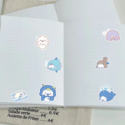 Sea Creature Stickers - Cute Self-Adhesive Ocean Animal Decals for Party Gifts, Desktops, Phone Cases, and Notebooks