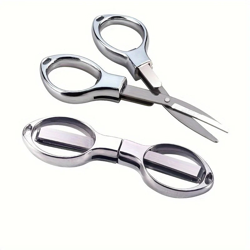 Stainless Steel Folding Scissors - Retractable Portable Cutting Tool for Travel, Outdoor & Everyday Use