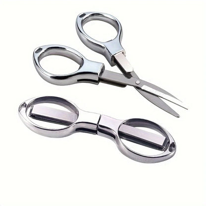 Stainless Steel Folding Scissors - Retractable Portable Cutting Tool for Travel, Outdoor & Everyday Use