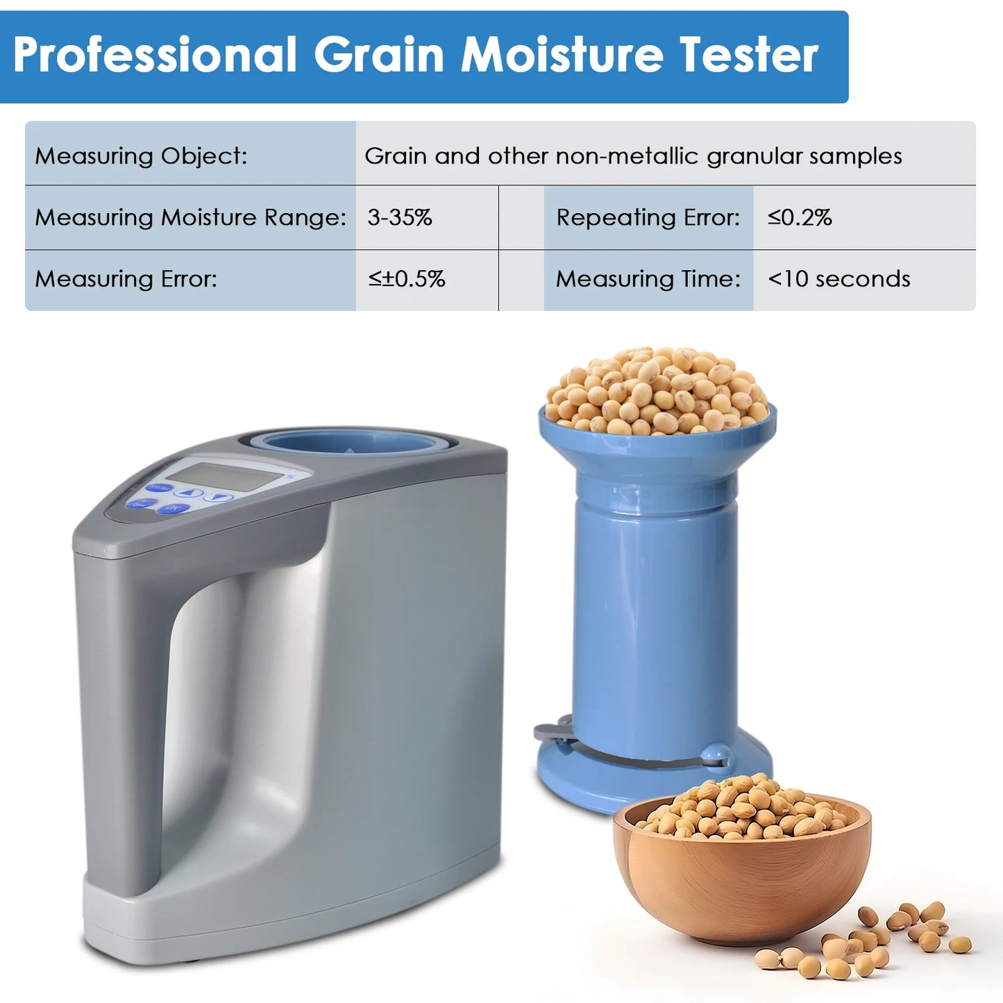 Grain Moisture Meter – LCD Moisture Tester for 20+ Grains with Weight, Density & Temperature Measurement