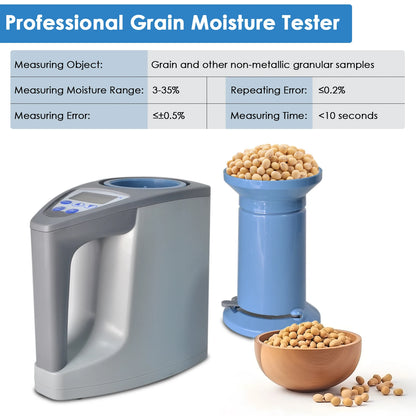 Grain Moisture Meter – LCD Moisture Tester for 20+ Grains with Weight, Density & Temperature Measurement