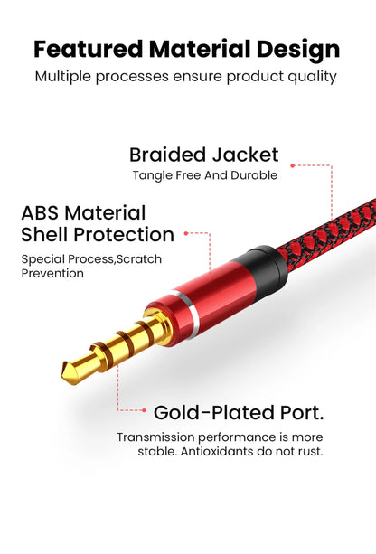 NNBILI 1.5M 3.5mm Audio Cable - Nylon Braid AUX Cable for Phone, MP3, Car Headset & Speaker Extension