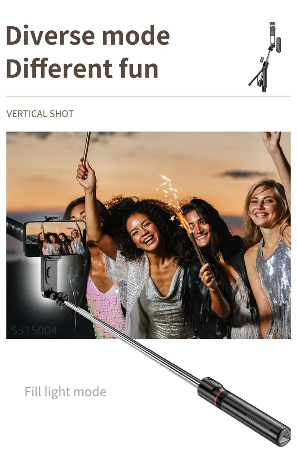FANGTUOSI 2025 L15 Wireless Selfie Stick Tripod – Foldable Monopod with LED Light for Smartphones, TikTok & Live Shooting