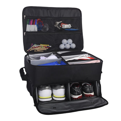 Golf Trunk Organizer – Waterproof Car Bag with Large Storage Box for Shoes, Balls, Tees, Clothes, Gloves & Accessories