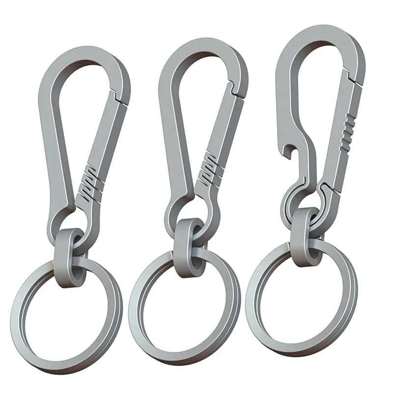 Titanium Carabiner Keychain – Hook Key Ring with Bottle Opener for Camping, Hiking & Outdoor Travel