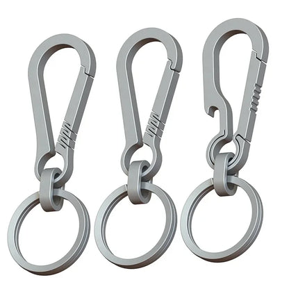 Titanium Carabiner Keychain – Hook Key Ring with Bottle Opener for Camping, Hiking & Outdoor Travel