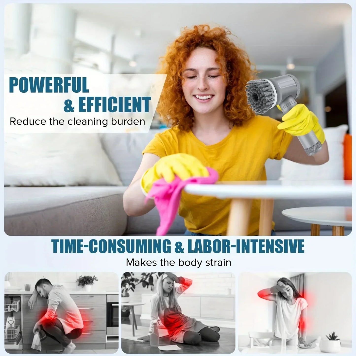 Cordless Electric Spin Scrubber with 6 Brush Heads - Versatile Cleaning Tool for Efficient Scrubbing