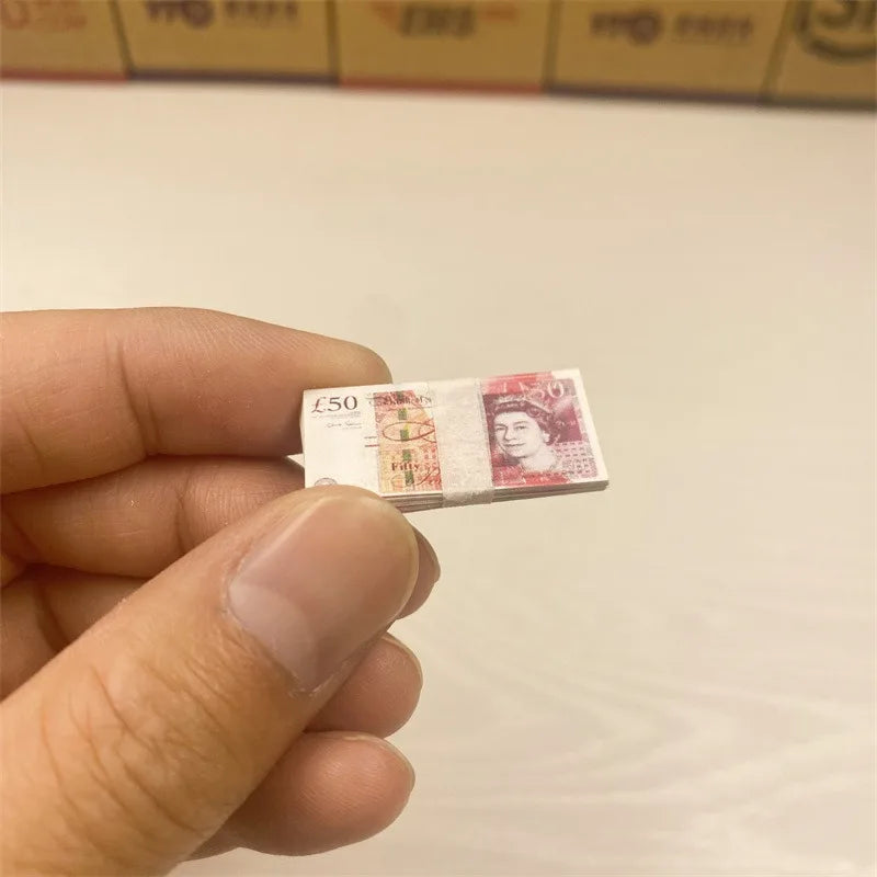 5PCS Mini Dollar & Euro Fake Money Banknotes – Miniature Props for Kids Dollhouse & Decoration