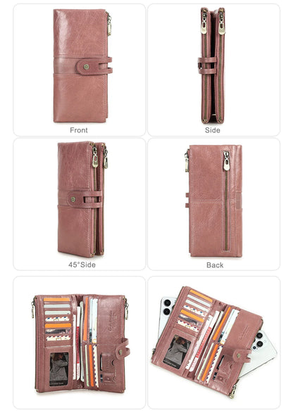 CONTACT'S Men’s Genuine Leather Clutch Wallet – Long Vintage Wallet with Card Holder, Zipper Coin Purse & Money Bag