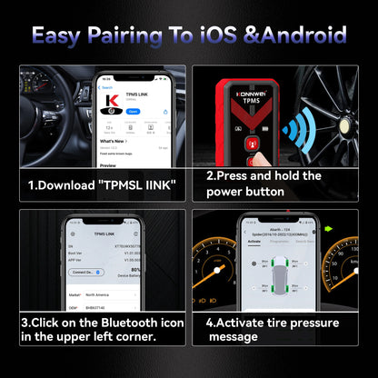 KONNWEI TK100 TPMS Programming Tool - 315/433MHz Tire Pressure Sensor Activator & Reset Tool with Lifetime Free Upgrades