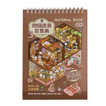 3D Cabin Scene Sticker Book - Layered Cartoon Scene Stickers for DIY Crafts, Creative Play, and Collecting