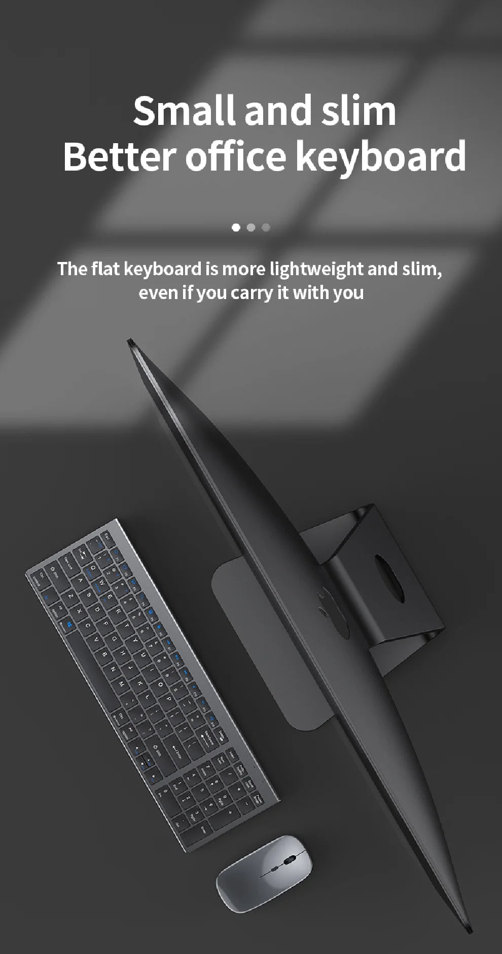 Gray Bluetooth 5.0 & 2.4G Wireless Keyboard and Mouse Combo – Rechargeable Full-Size Set for Notebook & Laptop