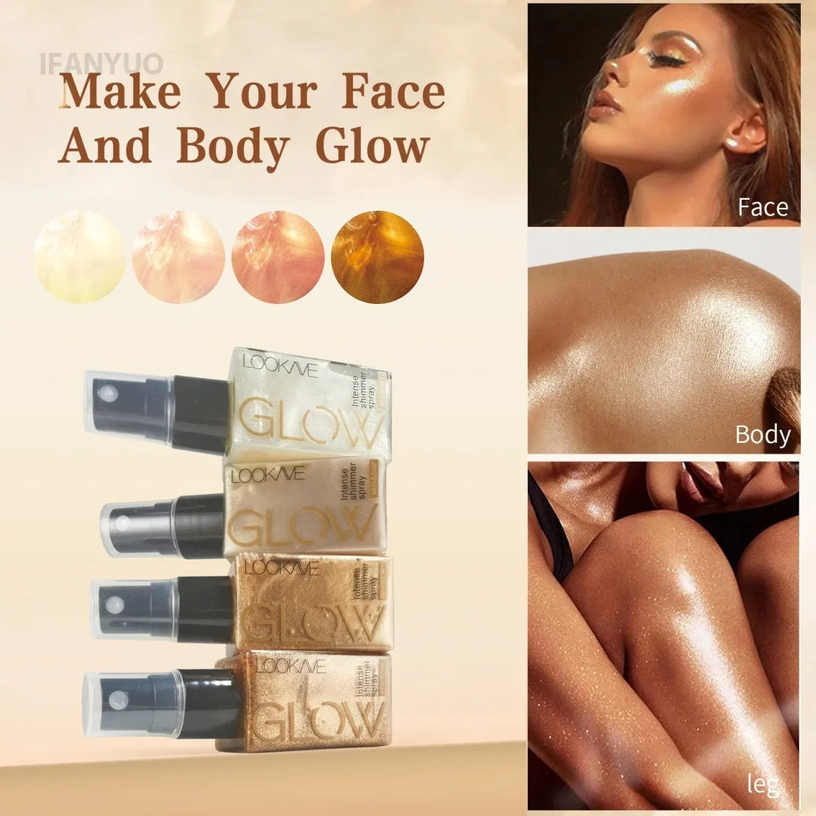 Waterproof Shimmer Oil Spray – Long-Lasting Gold & Bronze Liquid Highlighter for Face and Body