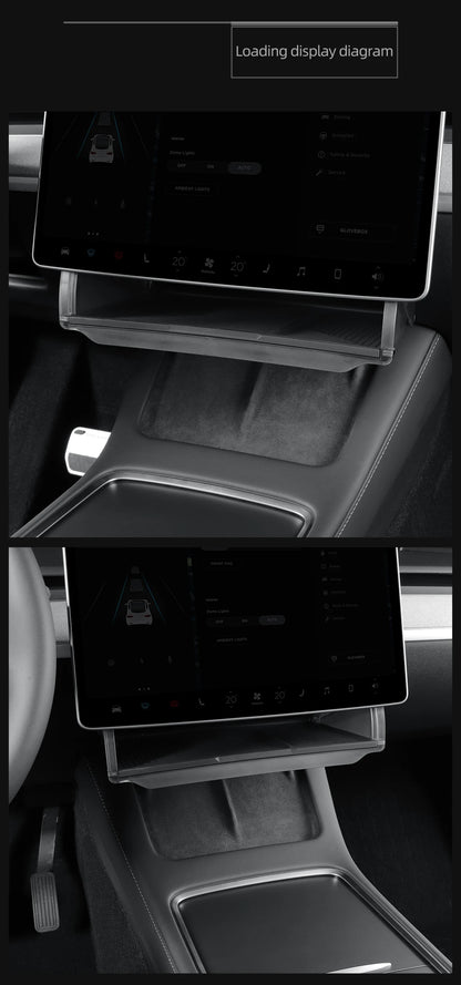 Tesla Model Y 2024 Car Storage Box – Hidden Organizer Tray Under Central Control Screen, Fits Model 3 2021-2022