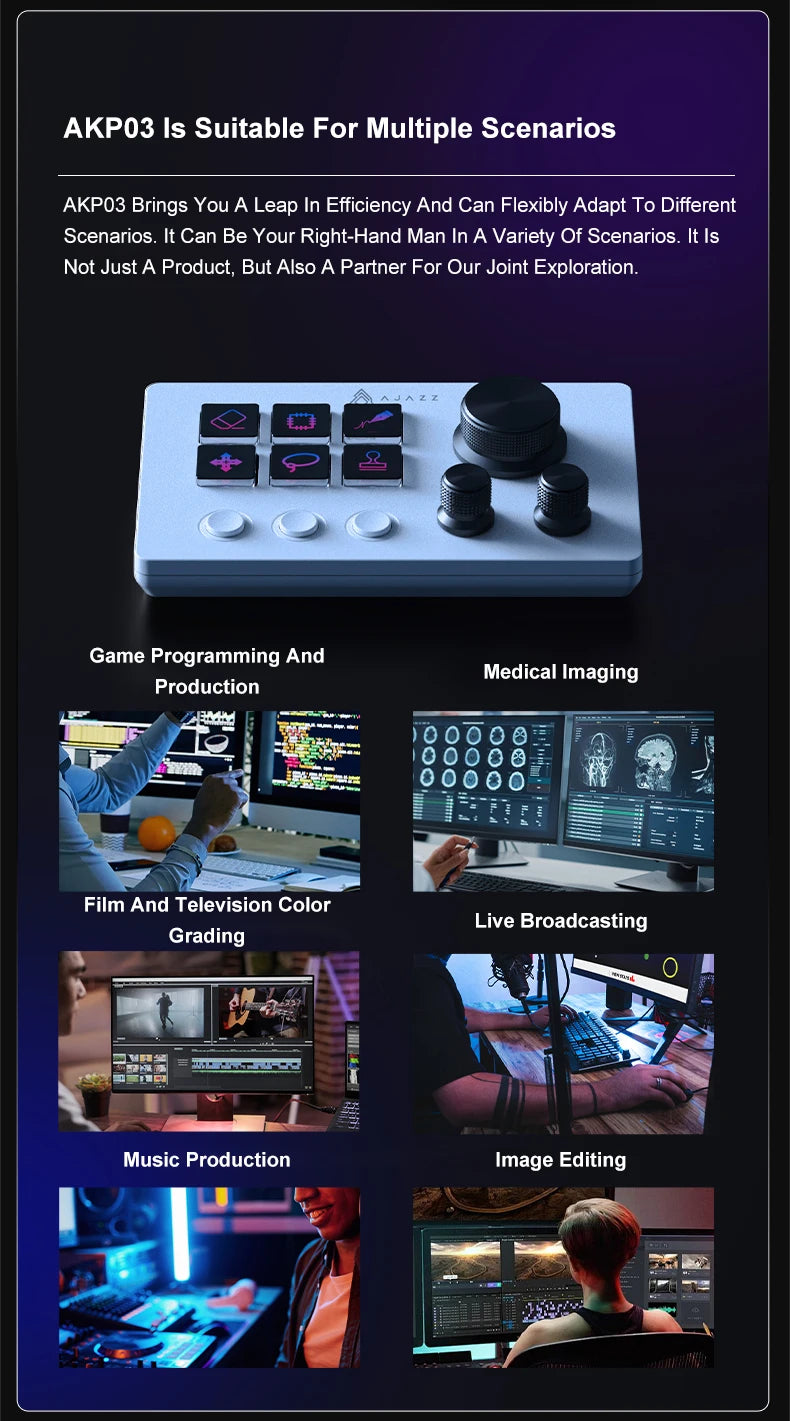 Ajazz AKP03E Desktop Helper Console – Programmable Macro Mini Keyboard with Custom Buttons for Multi-Scenario Use