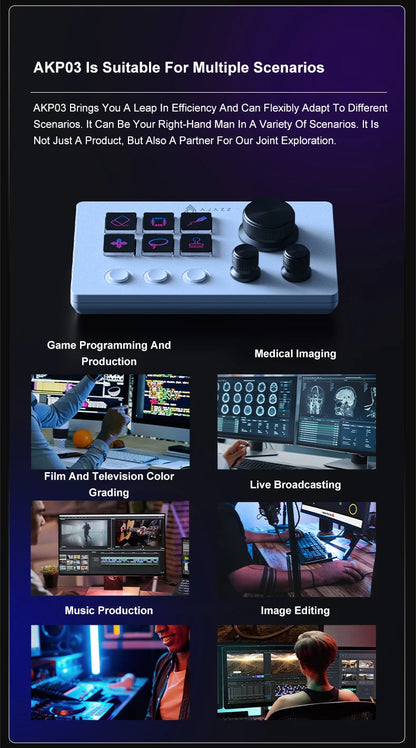Ajazz AKP03E Desktop Helper Console – Programmable Macro Mini Keyboard with Custom Buttons for Multi-Scenario Use