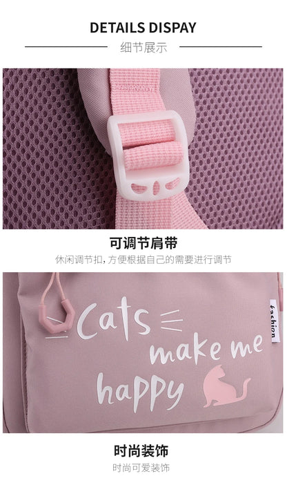 Teen Girls School Backpack | Pink Waterproof Bag for Primary & Middle School Students