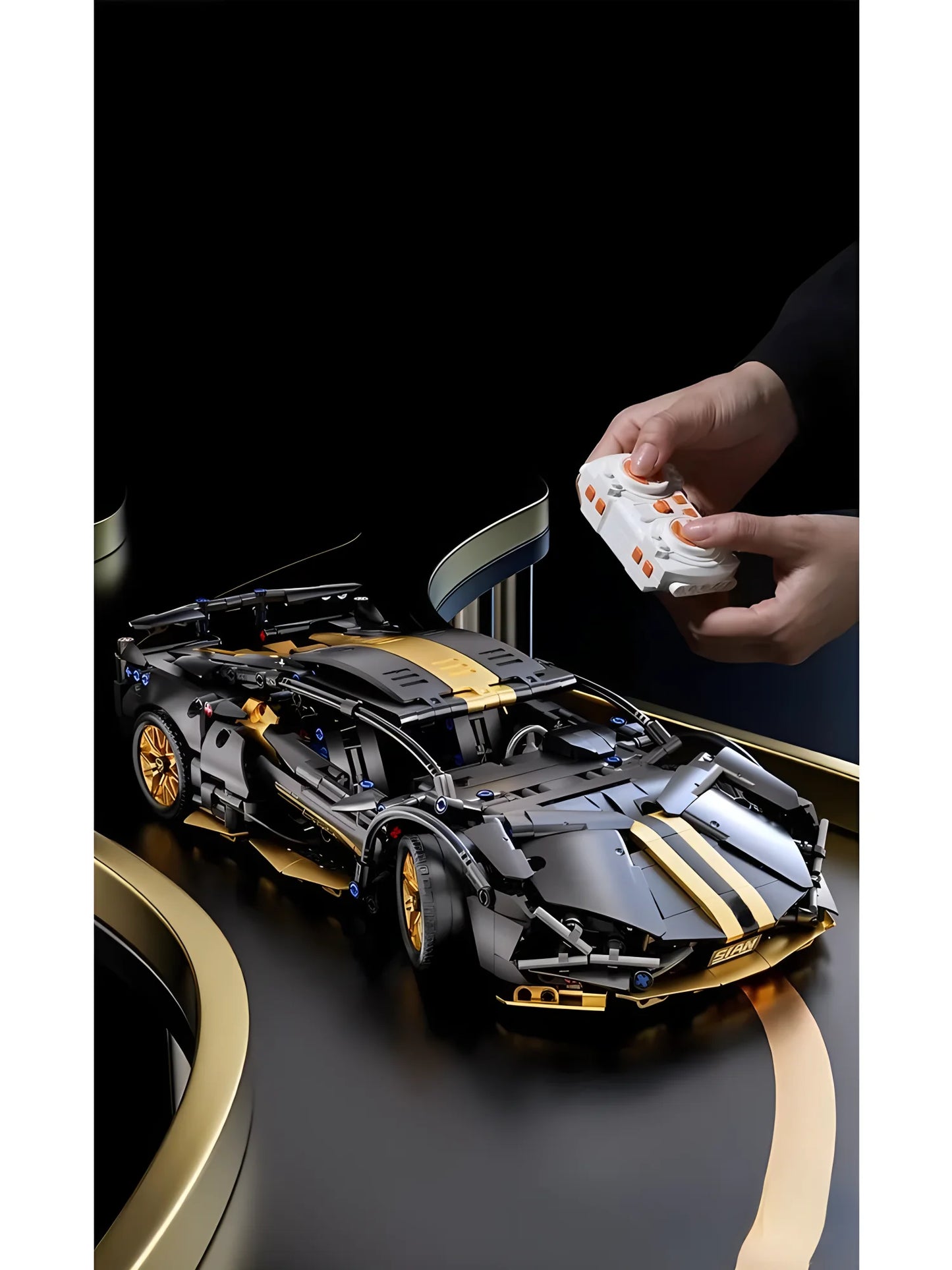 1:14 Technical Racing Sport Car Model Building Blocks – DIY Supercar Brick Puzzle for Adults & Kids, 1280+ Pieces
