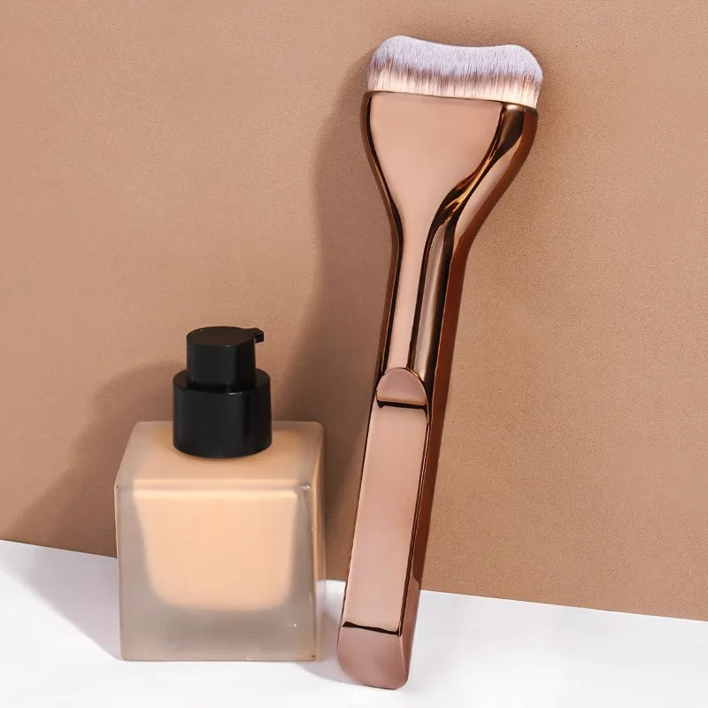 Professional Foundation Makeup Brush - Soft Nylon Bristles with Brown Handle for Liquid, BB Cream & Powder