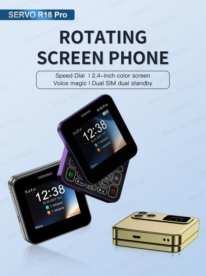 2024 NEW SERVO R18Pro Mini Mobile Phone – 2.4" Rotating Screen, Button Slider, Flashlight, Magic Voice, Dual SIM Standby