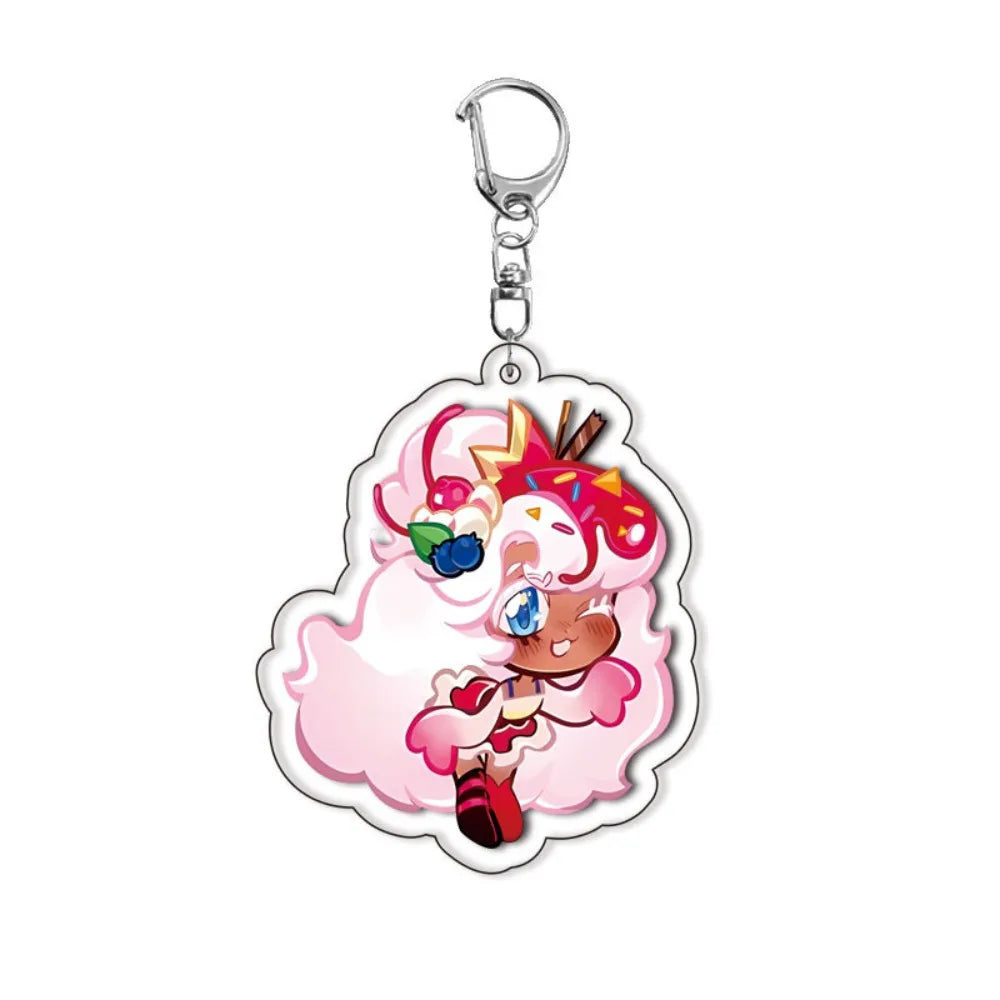 Cookie Run Kingdoms Camellia Cookie Acrylic Keychain – Candy Milk Shadow & Pure Vanilla Bag Accessory Gift