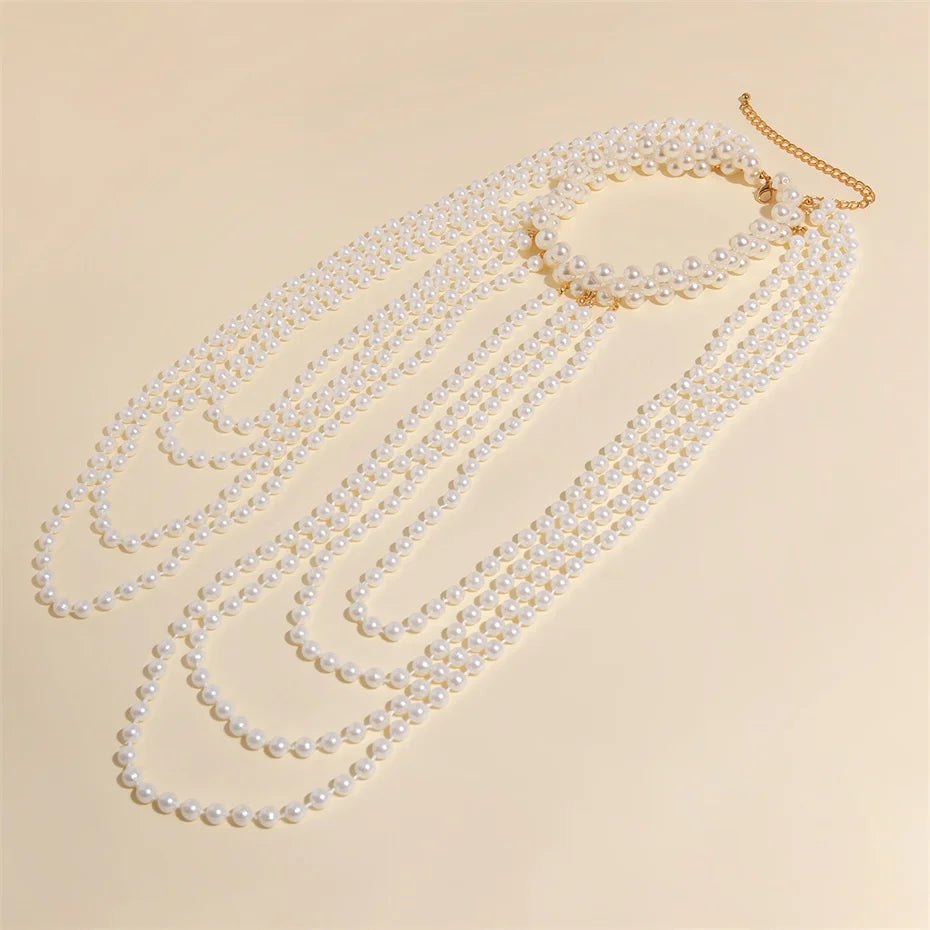 Ingemark 2024 Bridal Tassel Pearl Shoulder Chain Necklace – Elegant Wedding Jewelry for Women
