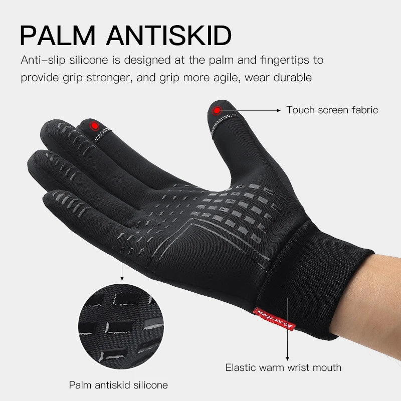 Autumn Winter Outdoor Cycling Gloves – Water & Windproof, Thicken Warm, Touchscreen, Shockproof, Non-Slip for Men