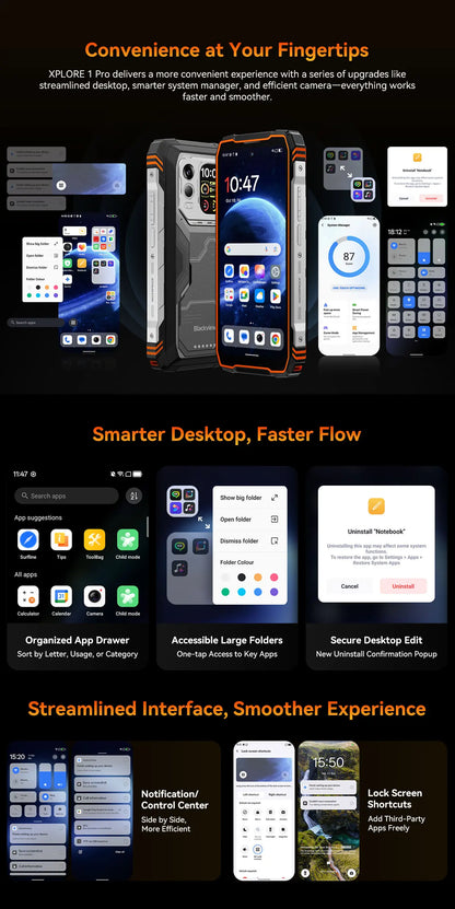Blackview XPLORE 1 Pro Rugged Smartphone – Android 15, 6.78" 2.4K, 12GB+256/512GB, 20000mAh with FLIR Thermal Imaging