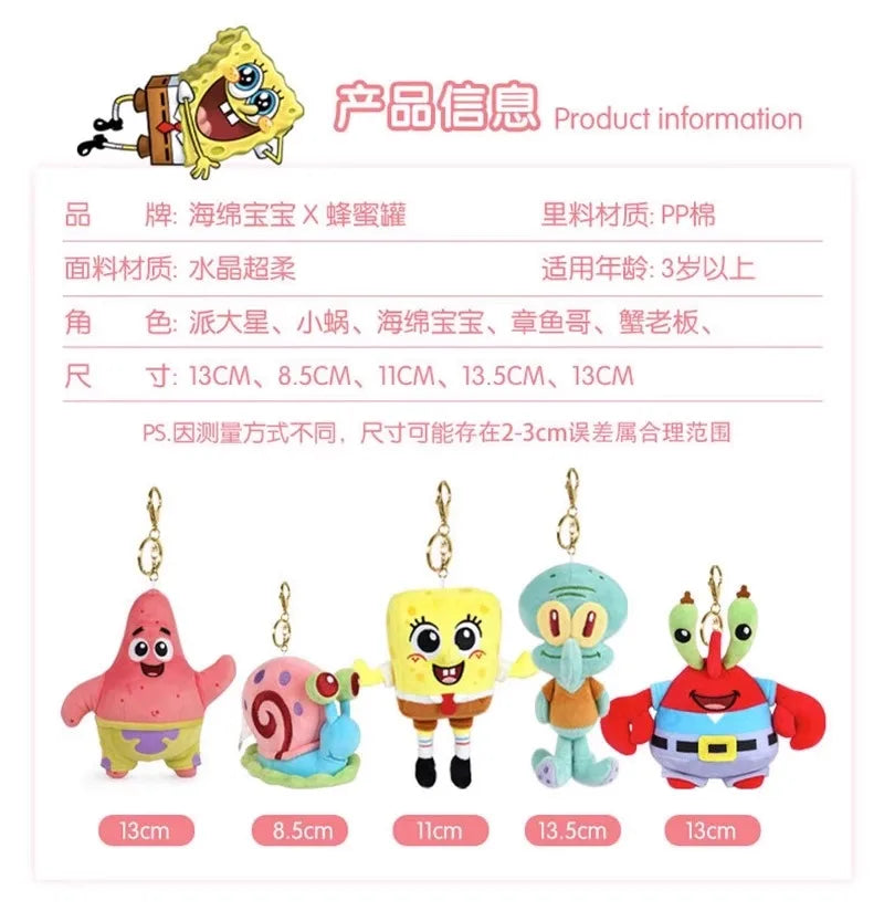Anime Spongebob SquarePants Plush Toys – Patrick, Squidward, Mr. Krabs & Gary Stuffed Cartoon Toys, Birthday Gift for Kids
